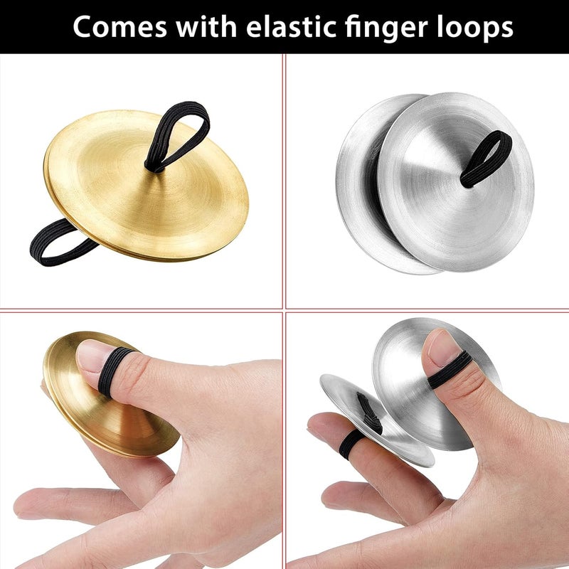 Fiada 40 Pcs Finger Cymbals Belly Dancing Musical Instrument Percussion Zills Instruments for Adults Dancer Party (Gold, Silver) - Image 4